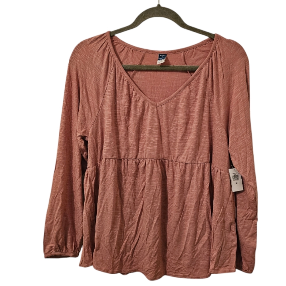 Pink Old Navy Women's Maternity Jersey-Knit Long Waisted Defined Long-Sleeve Top